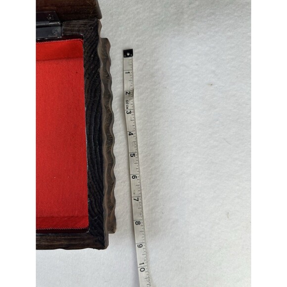 Vintage Carved Wood Box Hinged Lid Old World Map Folk Art Spain 7.75 W 1960’s - Picture 10 of 12